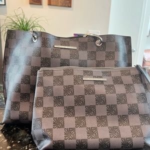 Steve Madden black tote and cosmetic bag